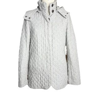 Anthropologie Elevenses Grey Quilted Jacket Coat